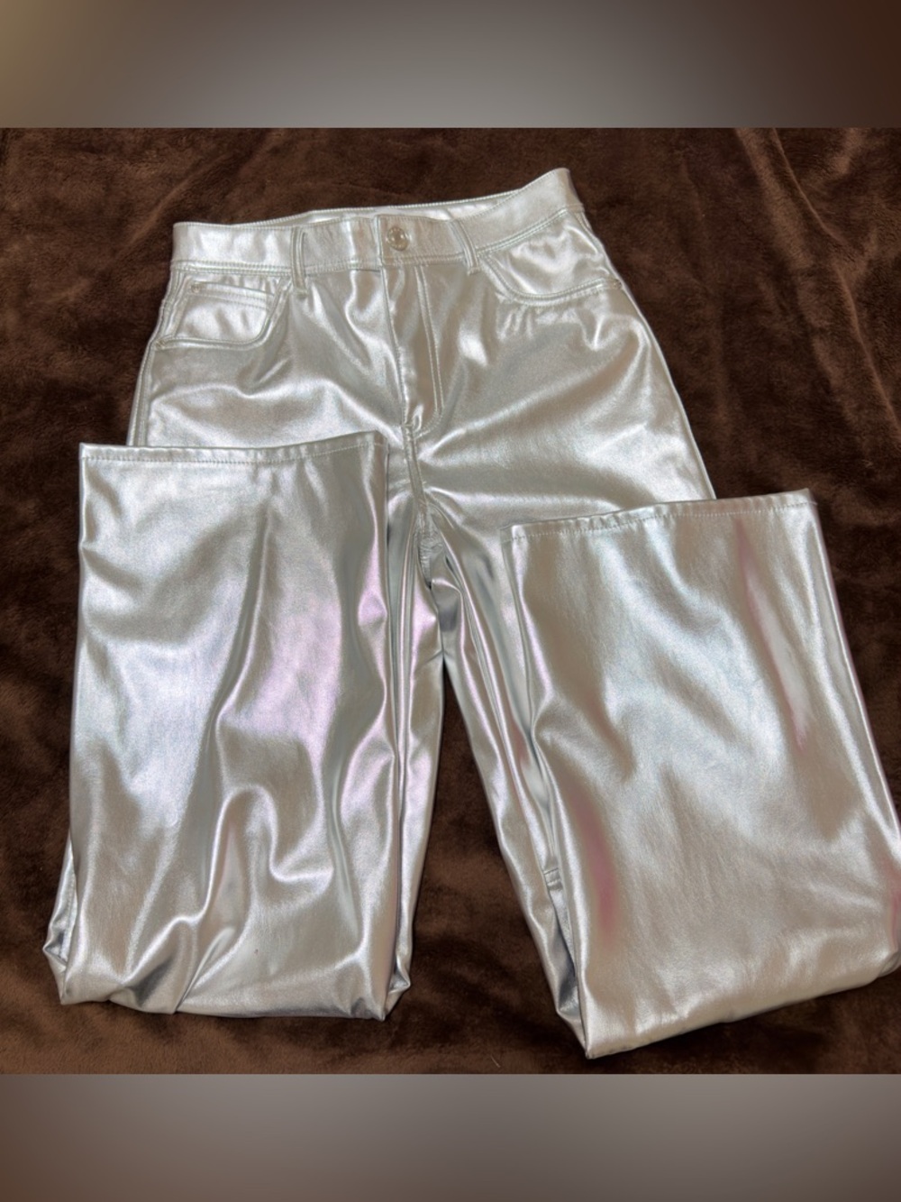 Bershka Shiny Silver Flared Pants
